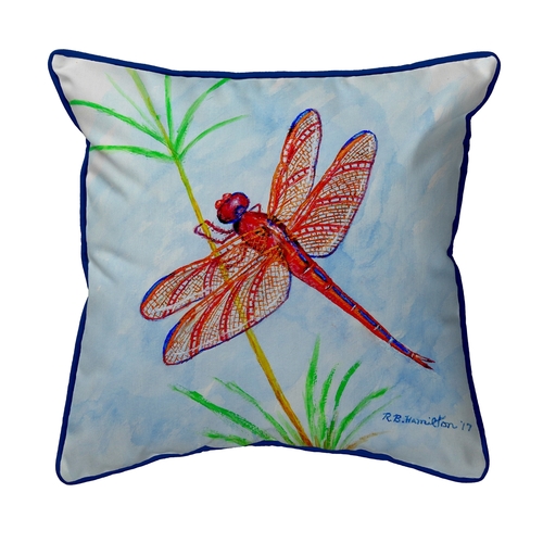 Betsy Drake HJ773 18 x 18 in. Red Dragonfly Large Pillow