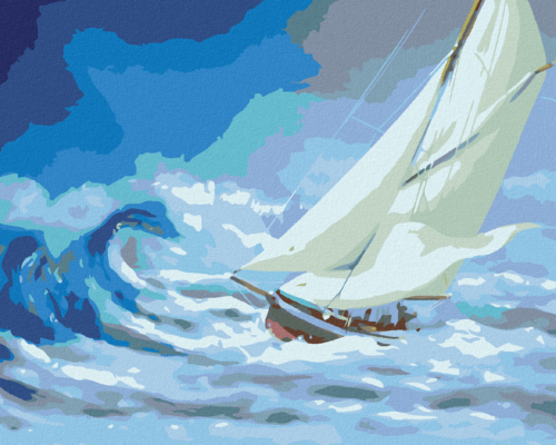 Zuty - Paint by Numbers - SAILING SHIP IN ROUGH SEAS (D. RUSTY RUST),