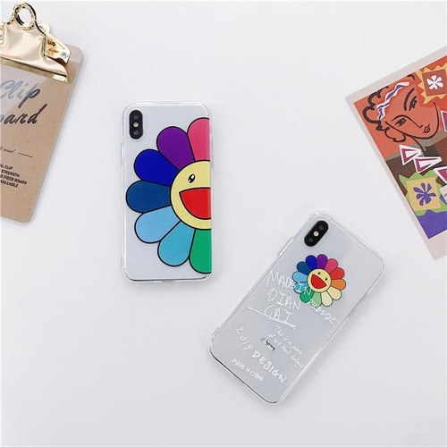 Colorful Half Sunflower Graffiti Clear Phone Case