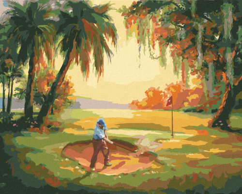 Zuty - Paint by Numbers - GOLFER PATTING THE BUNKER (D. RUSTY RUST),