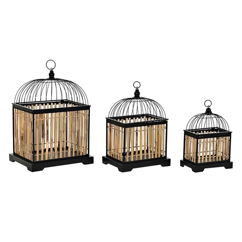 Decorative Figure DKD Home Decor Natural Black Metal Rattan (38,5 x 30