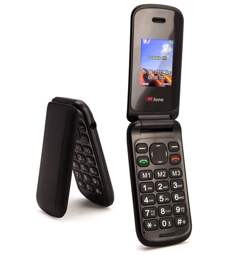 TTfone TT140 Black Flip Folding Phone with USB Cable Vodafone Pay As