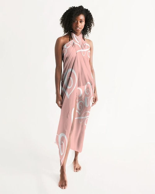 Sheer Soft Pink Swimsuit Cover Up - Love Word Art Illustration