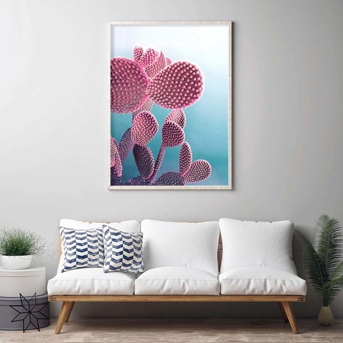 Abstract Nordic Wall Art Pastel Cactus On