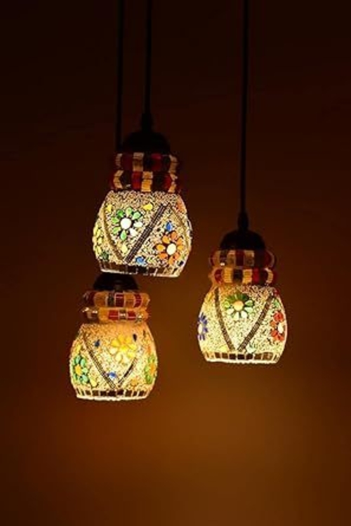 mosic Turkish 3light pop Cluster Hanging pandant Light for