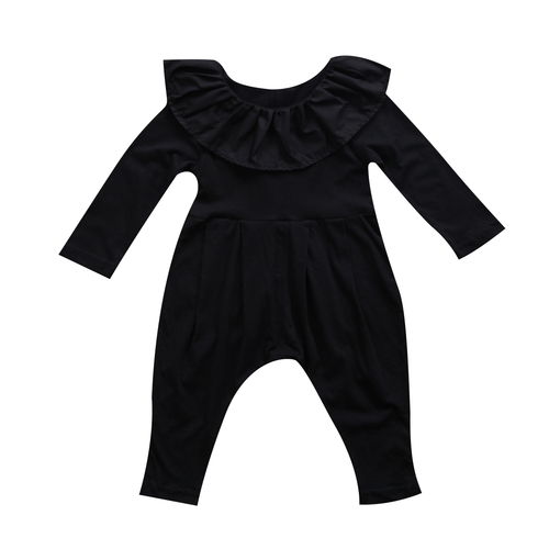 Lovable Black Ruffle Newborn Baby Girls Long
