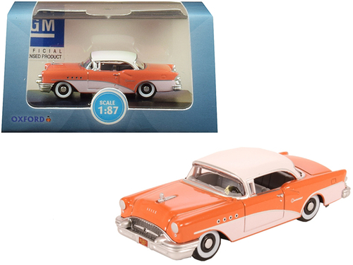 1955 Buick Century Coral and Polo White 1/87 (HO) Scale Diecast Model