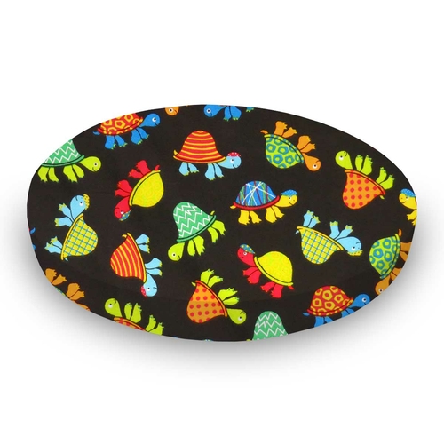 SheetWorld Fitted Round Crib Sheet - 100% Cotton Woven - Turtles