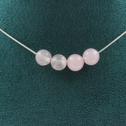 Rose Quartz 8 mm 4 beads necklace.