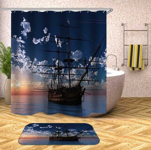 Sailing Ship On The Open Sea Shower Curtain