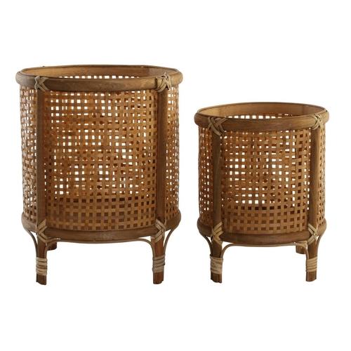 Set of pots DKD Home Decor Natural Brown Tropical 31 x 31 x 38 cm