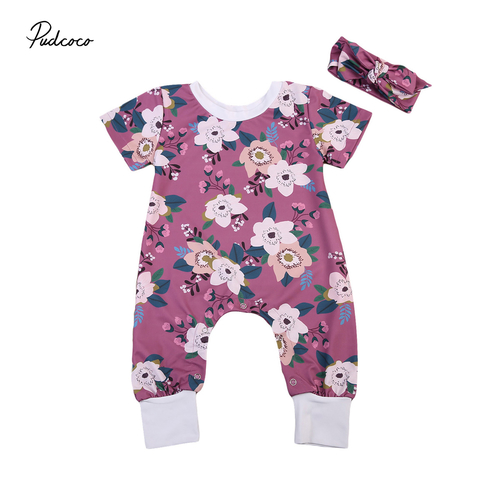 2Pcs Purple Flowers Cute Infant Baby Girl