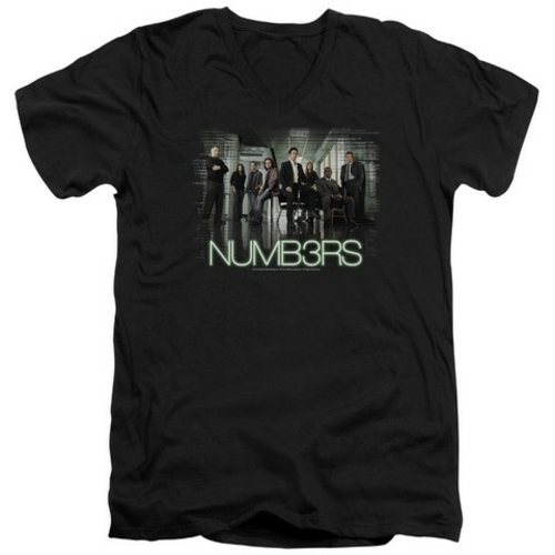 Trevco Numb3Rs-Numbers Cast - Short Sleeve Adult 30-1 V-Neck Tee - Bla