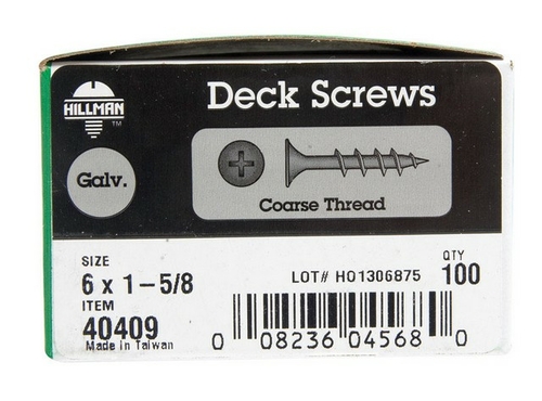 Hillman 40409 6 x 1.6 in. Deck Screws  100 per Box