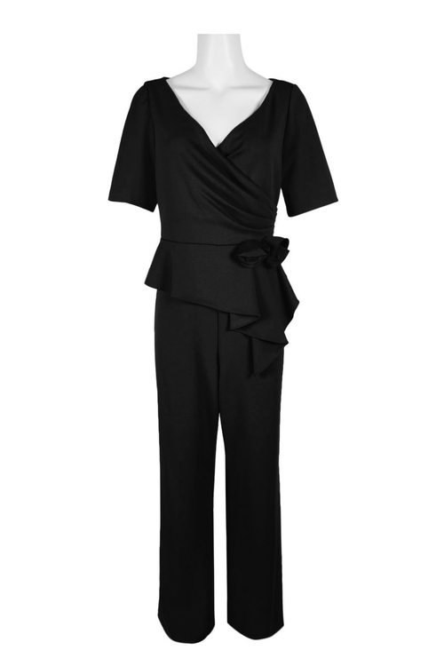 Adrianna Papell V-Neck Short Sleeve Gathered Side Zipper Back Solid