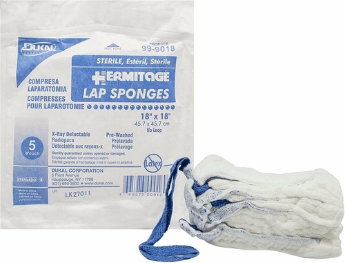 Dukal Case of 200 Surgical Laparotomy Sponges, No Loop 18" x 18".