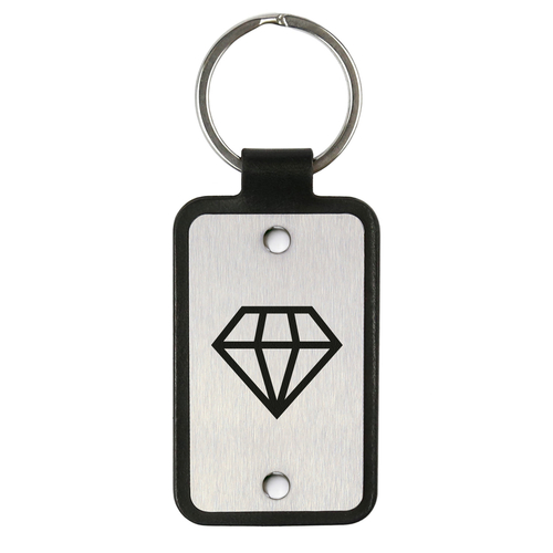 Leather keychain with stainless steel plate – Diamond