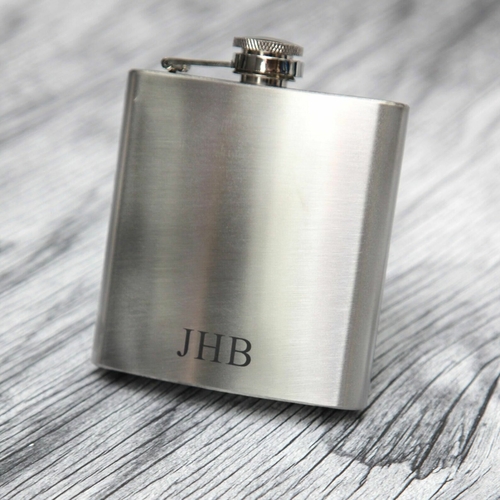 Personalised Initials Engraved Stainless Steel Hip Flask