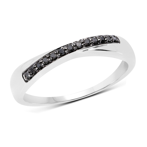 0.09 Carat Genuine Black Diamond .925 Sterling Silver Ring