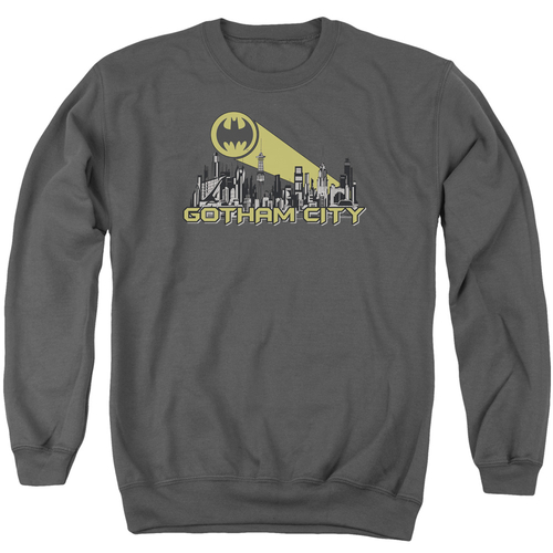 Trevco BM2482-AS-1 Batman & Gotham Skyline Long Sleeve Adult Crewneck 
