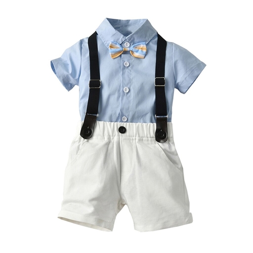 2PCs Baby Boys Clothes Set Gentleman Bow Button