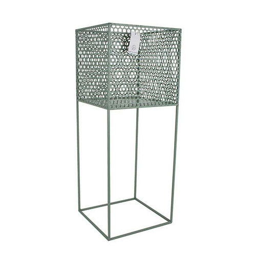 Amber Square Metal Mesh Plant Stand Teal 25x25x65cm