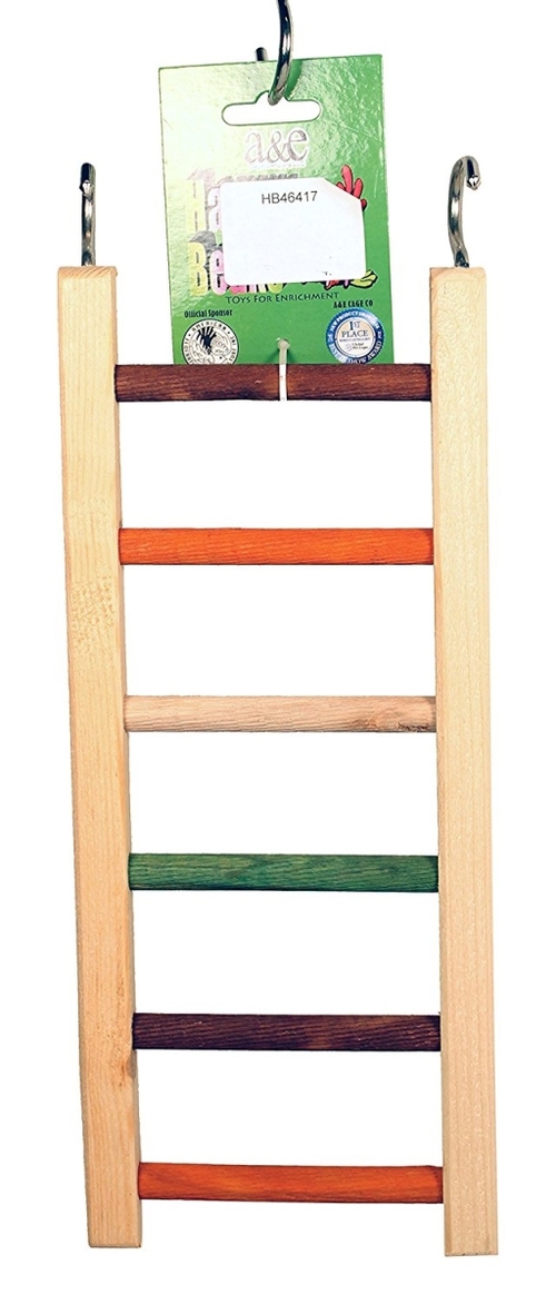 A&E Cage 001451 14 in. Happy Beaks Wooden Hanging Ladder, Multicol