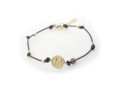 Fronay 212232G Vermeil Sparkling Cubic Zirconia Smiley Face Charm Leat