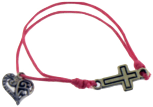 Solid Rock Jewelry 144592 Dark Pink Cotton Adjustable Friendship with 