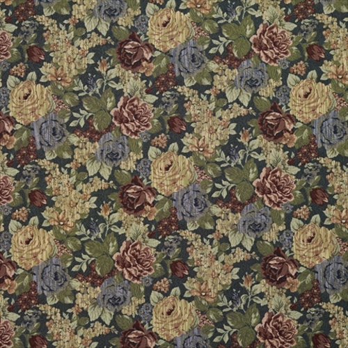 Designer Fabrics F925 54 in. Wide Blue- Red And Green- Floral Tapestry