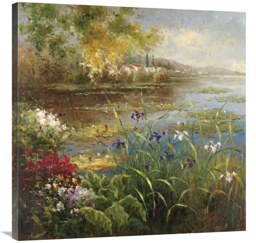 Global Gallery GCS-128542-3636-142 36 x 36 in. Village Pond Art Print 