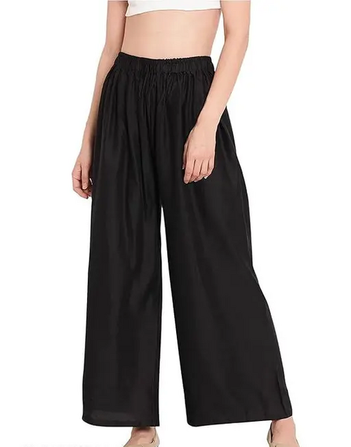 Women's and Girls Cotton Reyon Regular Fit Palazzo Color Black Size