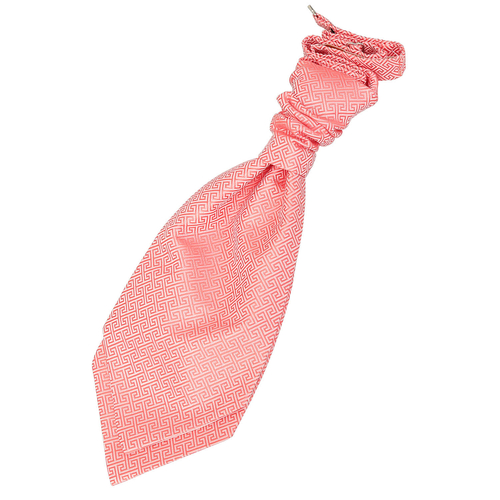 Greek Key Pre-Tied Ruche Cravat - Boys - Coral