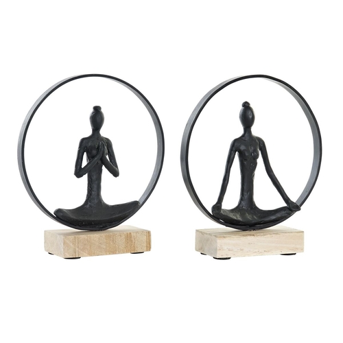 Decorative Figure DKD Home Decor 23 x 10 x 27 cm Black Brown Yoga (2