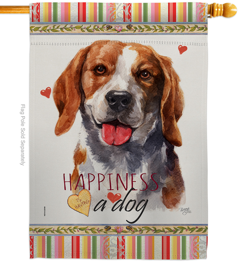Breeze Decor H110150-BO 28 x 40 in. Dog Beagle Happiness Double-Sided 