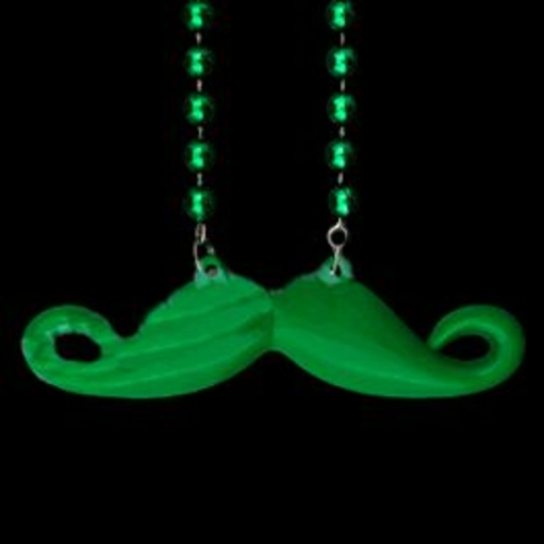 Blinkee 1240020 Funky Mustache Beaded Necklace, Green - Pack of 12