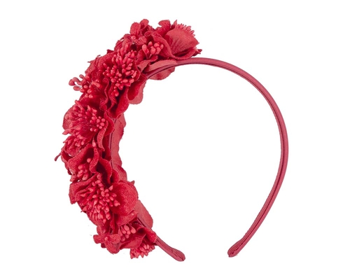 Red flower headband racing fascinator