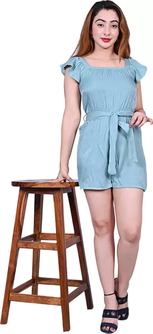 Women Solid Jumpsuit (Color Sky Blue) (Size M)
