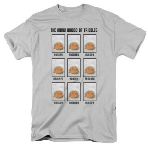 Trevco Star Trek-Moody Tribbles - Short Sleeve Adult 18-1 Tee - Silver