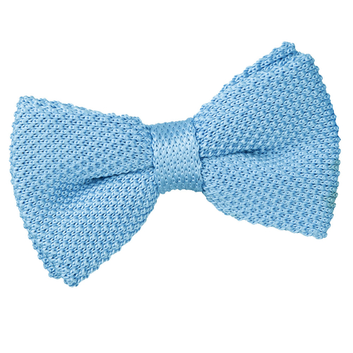 Plain Knitted Pre-Tied Bow Tie - Baby Blue