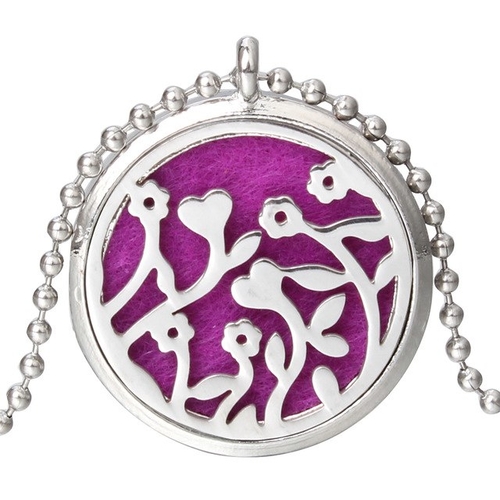 Exotic Flower Aroma Diffuser Necklace Open Silver