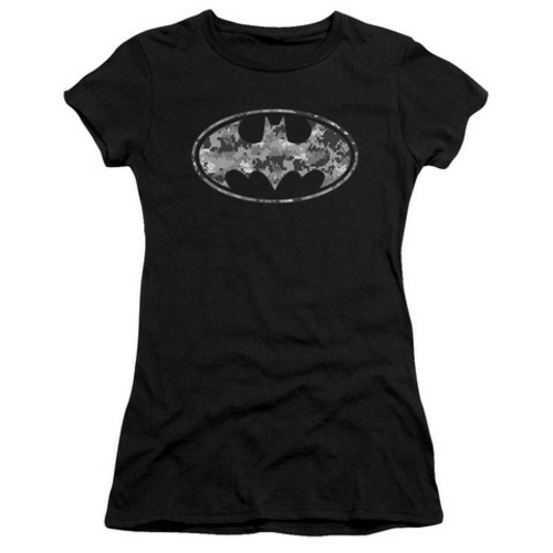 Trevco Batman-Urban Camo Shield - Short Sleeve Junior Sheer Tee - Blac