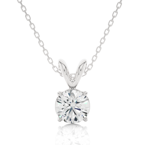 White Gold Moissanite Round Shape Pendant – OF0002
