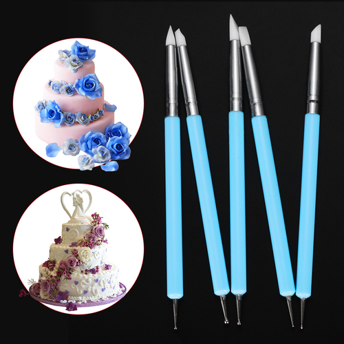 5pcs 14cm Blue Rubber Double headed Silicone Brush