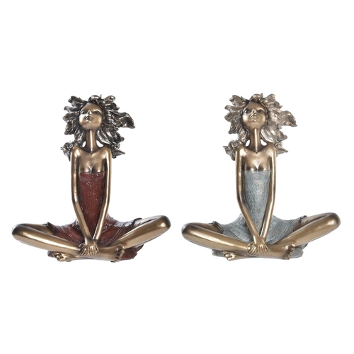 Decorative Figure DKD Home Decor Red Turquoise Golden Lady 24 x 11 x