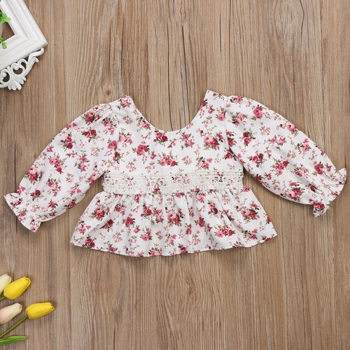 Little Baby Girls Lace Floral T shirt Blouse