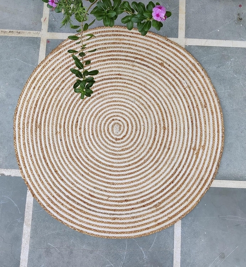 Comforts Jute Round shape single piece floor rug/fancy door mats