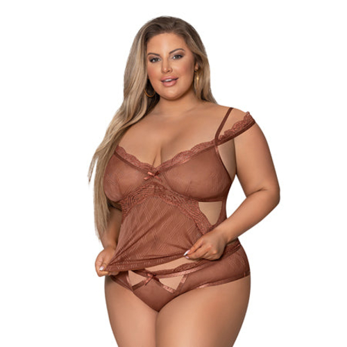 Magic Silk Caramel Kiss Cami & Boyshort Caramel Queen Size