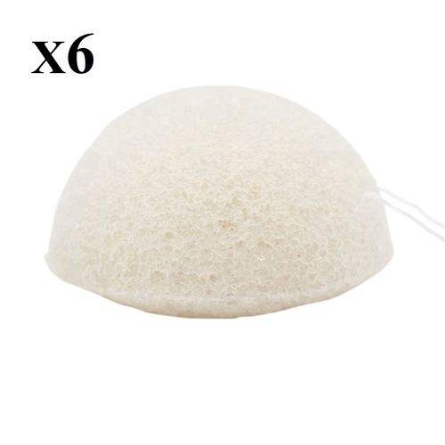 Pack de 6 éponges konjac blanches