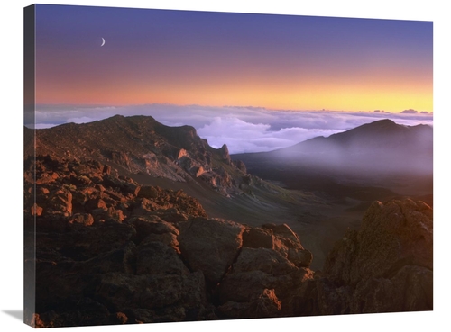 Global Gallery GCS-396741-2432-142 24 x 32 in. Sunrise & Crescent Moon